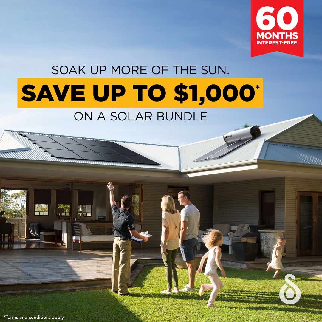 Save $1000 with a solar bundle from Solahart including solar power system and solar hot water heater